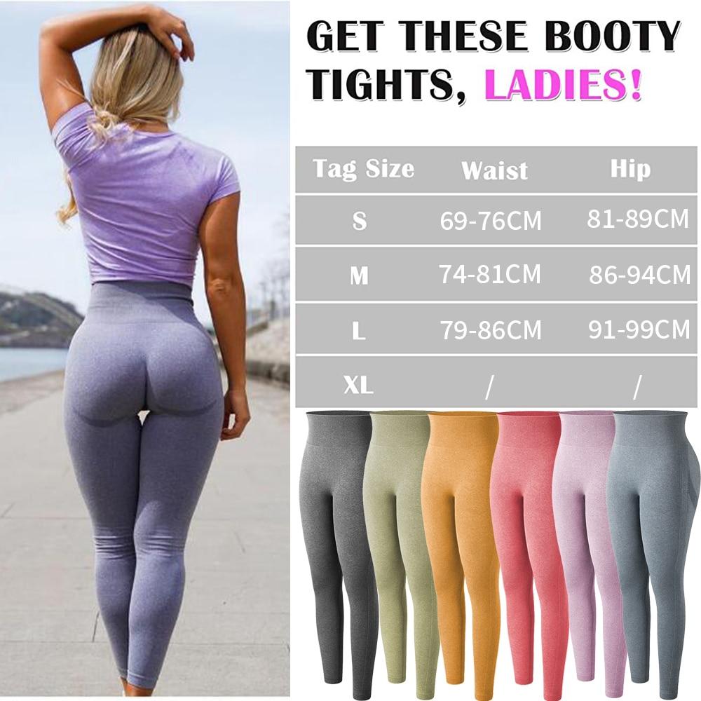 Women High Waist Seamless Leggings in various colors, showcasing the scrunch butt design and elastic waist for comfort and support during workouts.
