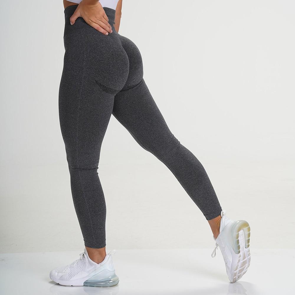 Women High Waist Seamless Leggings in various colors, showcasing the scrunch butt design and elastic waist for comfort and support during workouts.