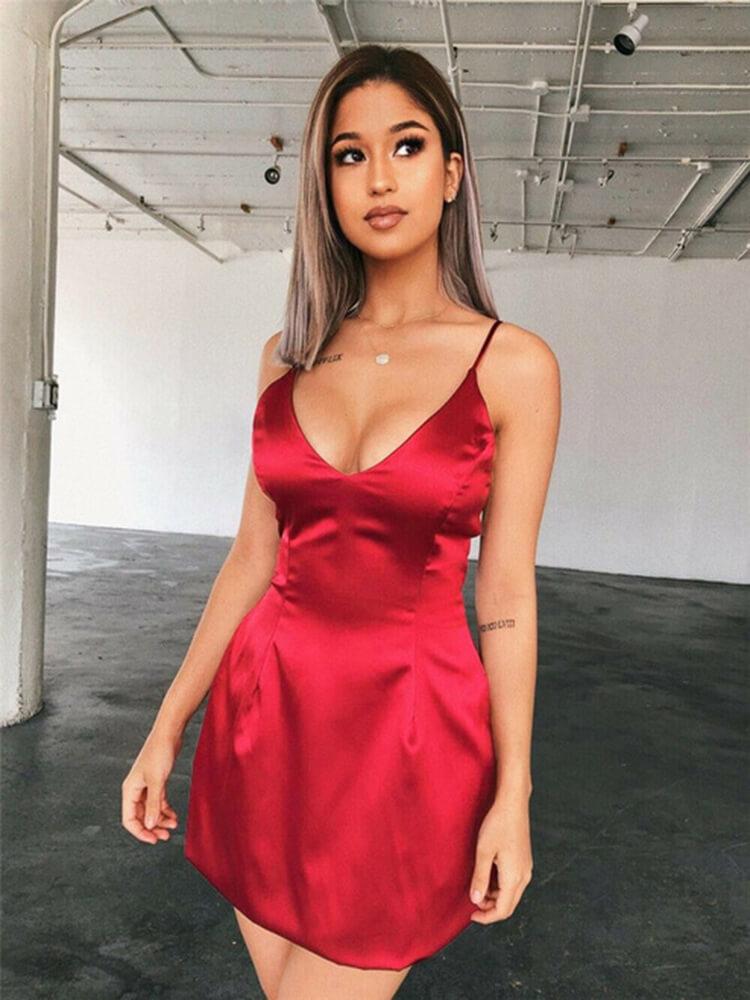 Women Summer Dress Sheath featuring a sleeveless spaghetti strap design, perfect for summer casual outings.