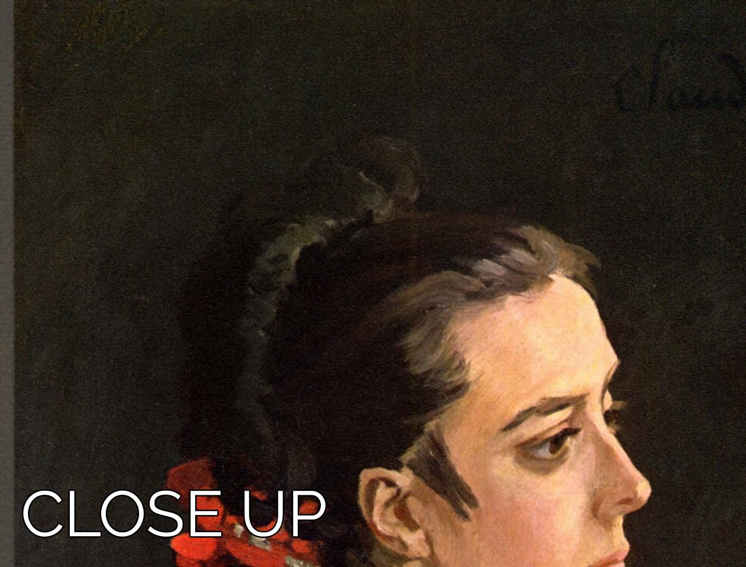 Three-panel canvas print featuring Monet's Women with Dog artwork, elegantly displayed for home decor.