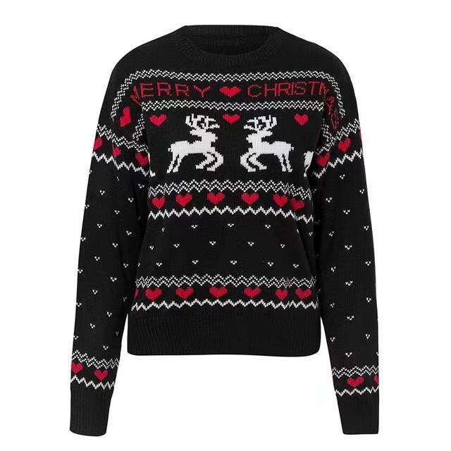 Women's Christmas Sweater featuring a trendy animal print design, made from soft fleece material, perfect for winter wear.