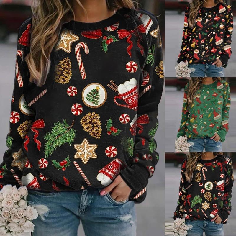 A stylish Women's Hoodie Pullover in festive designs, perfect for winter and Christmas celebrations.