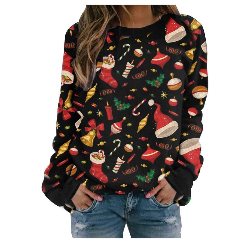A stylish Women's Hoodie Pullover in festive designs, perfect for winter and Christmas celebrations.