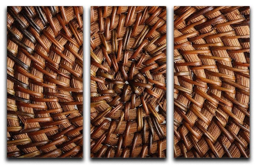 A beautiful 3-panel canvas print featuring a woven wooden texture, ideal for home decor.