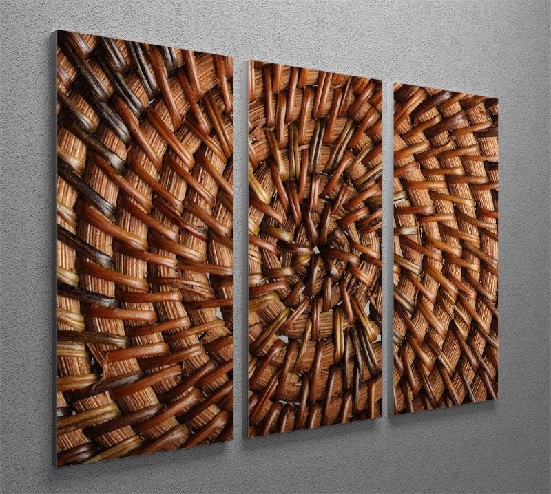 A beautiful 3-panel canvas print featuring a woven wooden texture, ideal for home decor.