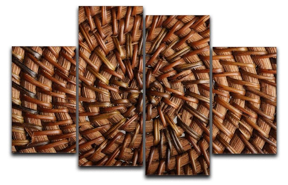 A beautifully designed 4-split canvas artwork featuring a woven wooden texture, showcasing four panels that create a cohesive and dynamic visual effect.