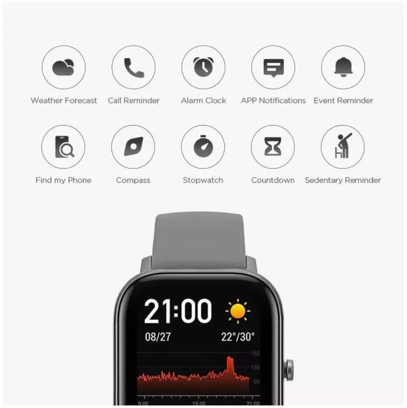 XiaoMi Amazfit GTS Smart Watch showcasing its sleek design and vibrant display, perfect for fitness tracking and daily use.
