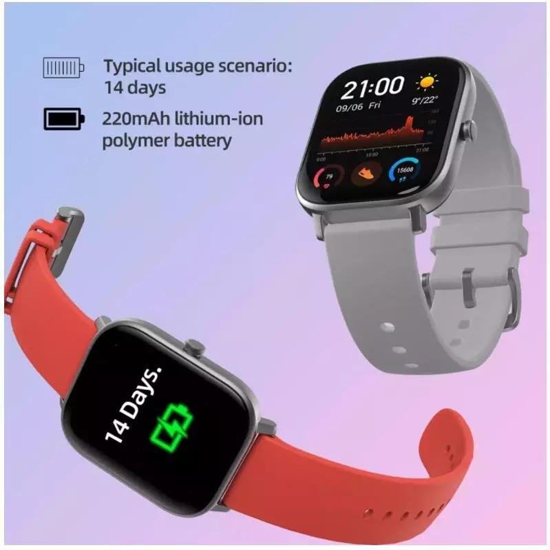 XiaoMi Amazfit GTS Smart Watch showcasing its sleek design and vibrant display, perfect for fitness tracking and daily use.