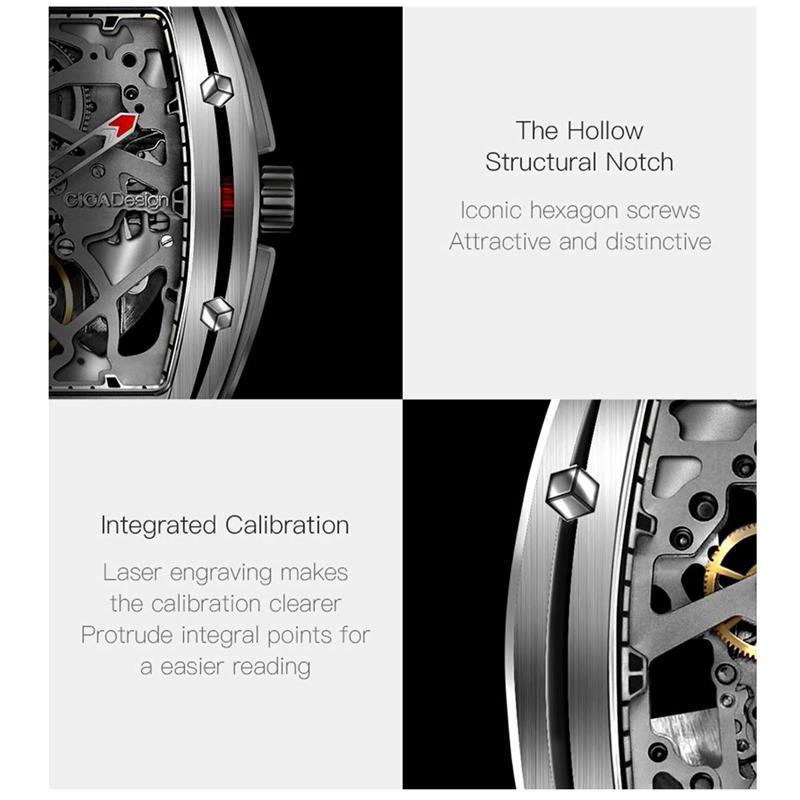 Xiaomi youpin CIGA Design Z Series mechanical watch with a stylish skeleton dial and leather band.
