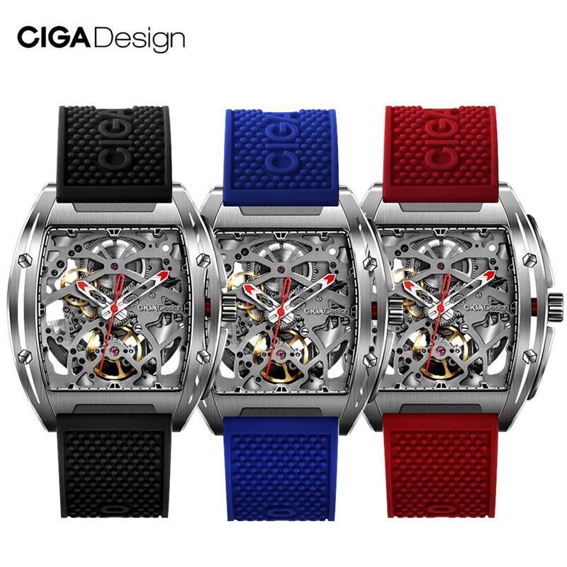 Xiaomi youpin CIGA Design Z Series mechanical watch with a stylish skeleton dial and leather band.