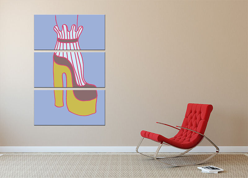 Yellow Heel 01 3 Split Panel Canvas Print showcasing vibrant colors and modern design, perfect for enhancing any room's decor.