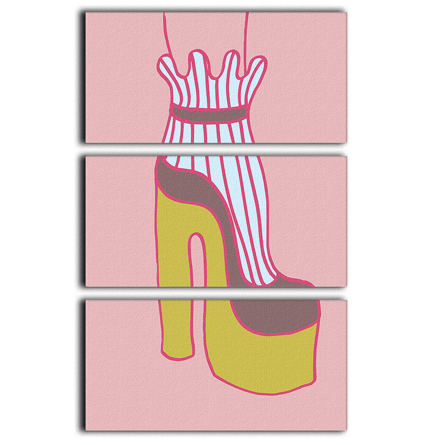 Yellow Heel 02 3 Split Panel Canvas Print featuring vibrant colors and modern design, perfect for enhancing any room decor.
