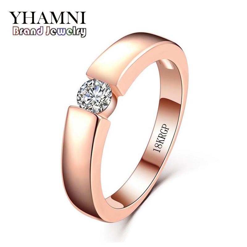 YHAMNI Original Jewellery Ring in rose gold featuring a 0.5 carat cubic zirconia stone, elegantly designed for women.