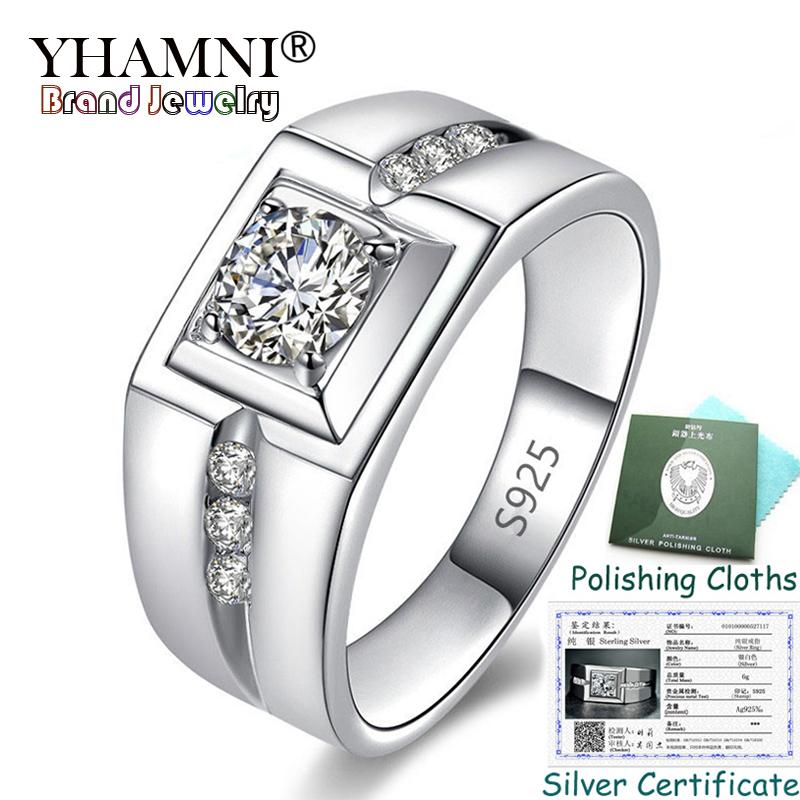YHAMNI 925 Sterling Silver Wedding Ring Charm featuring a natural cubic zirconia stone, available in multiple sizes and styles.