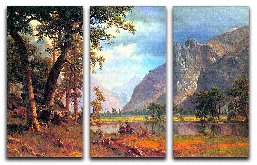 Yosemite Valley 2 by Bierstadt, a stunning 3-panel canvas print showcasing the natural beauty of Yosemite Valley.