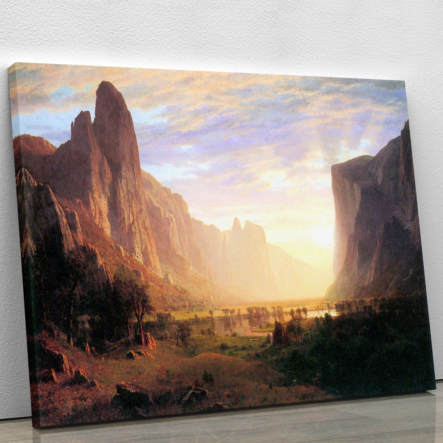 Yosemite Valley 3 canvas print featuring stunning natural landscapes by Bierstadt, showcasing vibrant colors and intricate details.