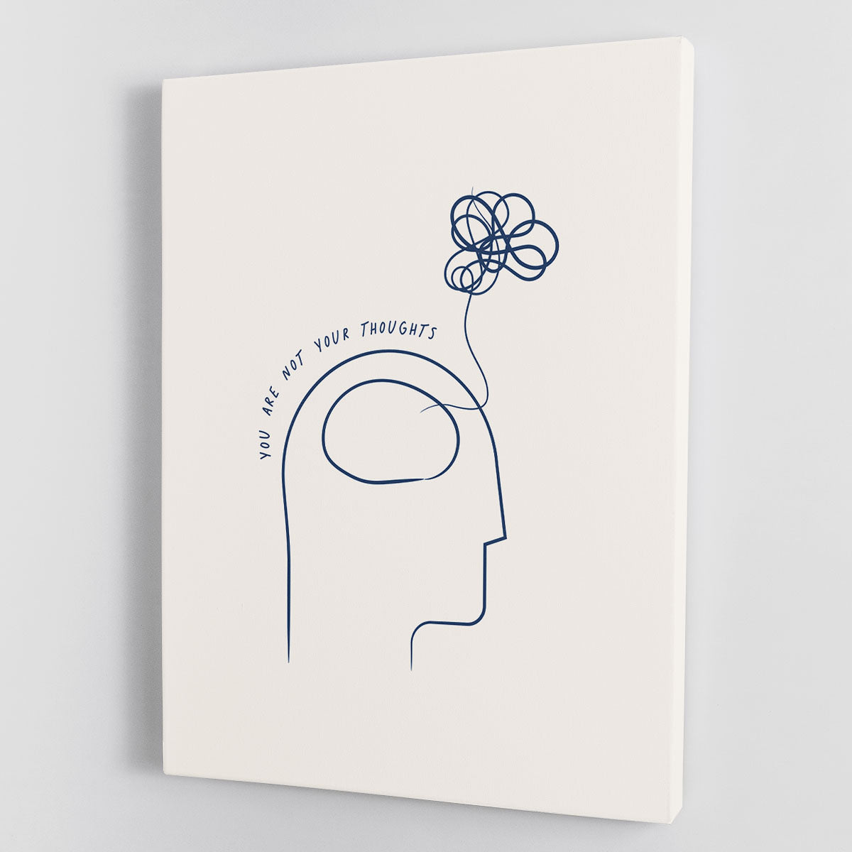 Canvas print featuring the inspirational quote 'You Are Not Your Thoughts' with a modern design, perfect for home or office decor.