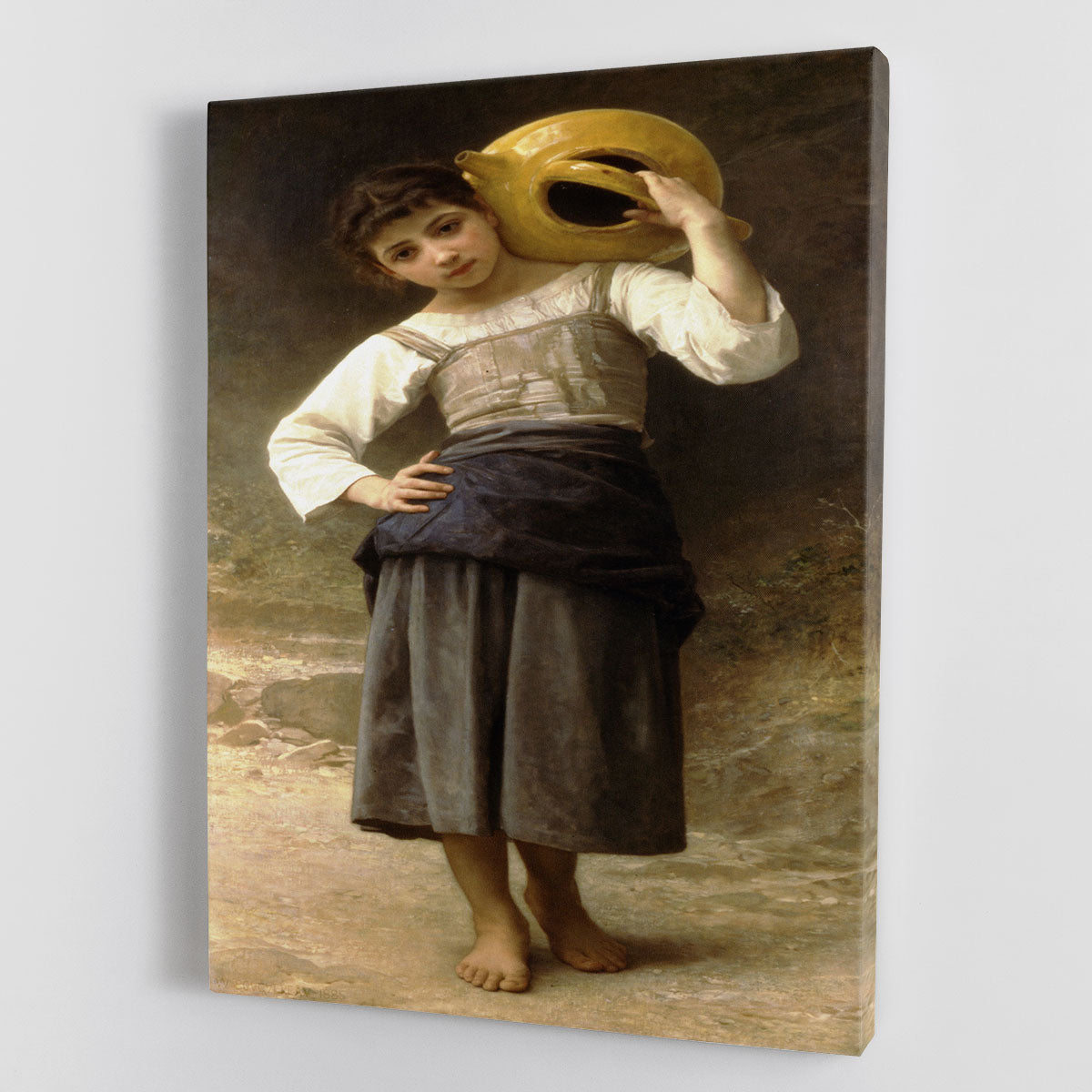 Canvas print of Young Girl Going to the Spring by Bouguereau, depicting a young girl in a serene natural setting.