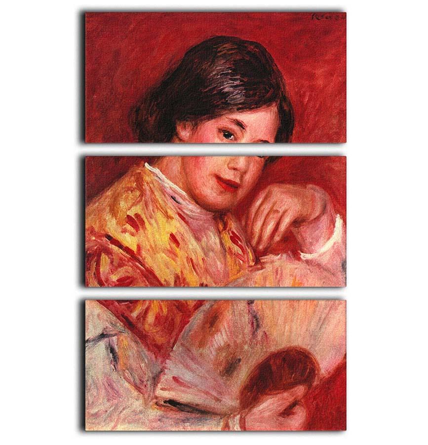 A beautiful 3-panel canvas print featuring Renoir's Young Girl with Fan, showcasing soft colors and elegant design.