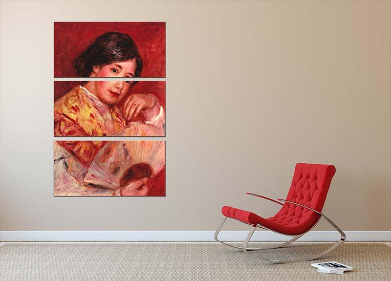 A beautiful 3-panel canvas print featuring Renoir's Young Girl with Fan, showcasing soft colors and elegant design.