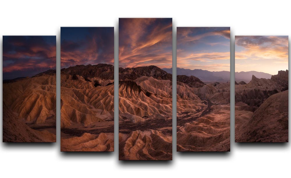 Zabriskie Point 5 Split Panel Canvas artwork showcasing vibrant colors and dynamic design across five panels.