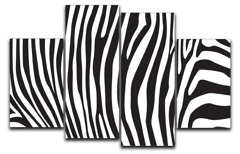 A stylish 4-split canvas artwork featuring a zebra stripes pattern, perfect for modern home decor.