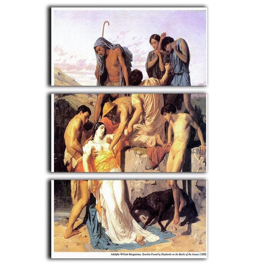 Zenobia 1850 By Bouguereau 3 Split Panel Canvas Print showcasing elegant artwork in three panels.