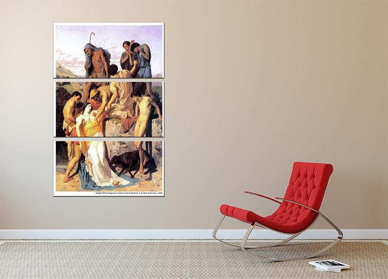 Zenobia 1850 By Bouguereau 3 Split Panel Canvas Print showcasing elegant artwork in three panels.