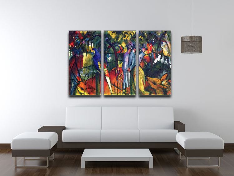 Macke 3 Split Panel Canvas Print featuring vibrant zoological gardens, enhancing interior decor with elegance.