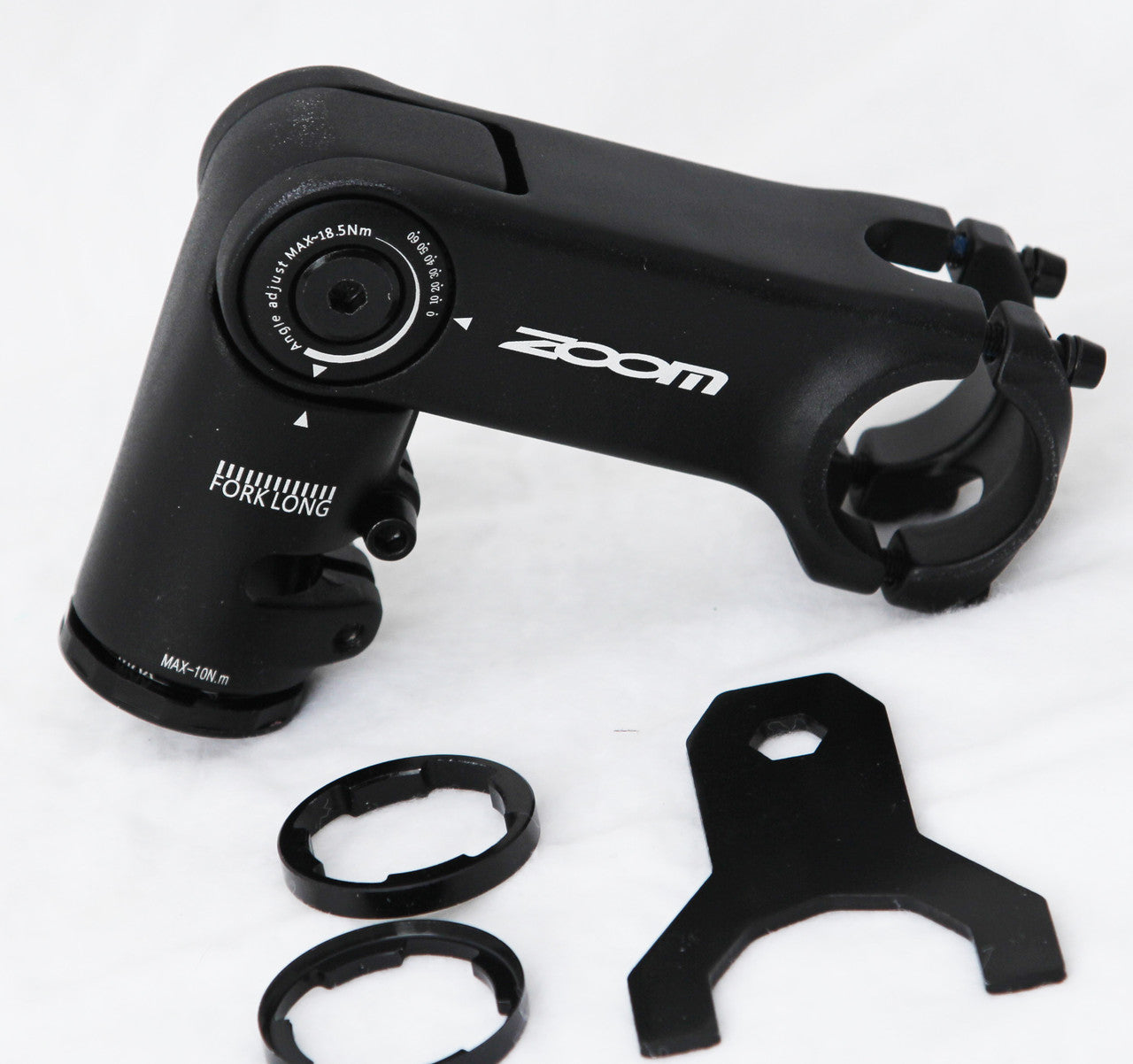 ZOOM TDS-D616 height adjustable stem for MTB and eBike, featuring cable integration and a sleek black finish.