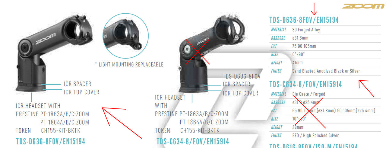ZOOM TDS-D636 Height Adjustable Stem for MTB and Ebike, featuring cable integration and a sleek black design.