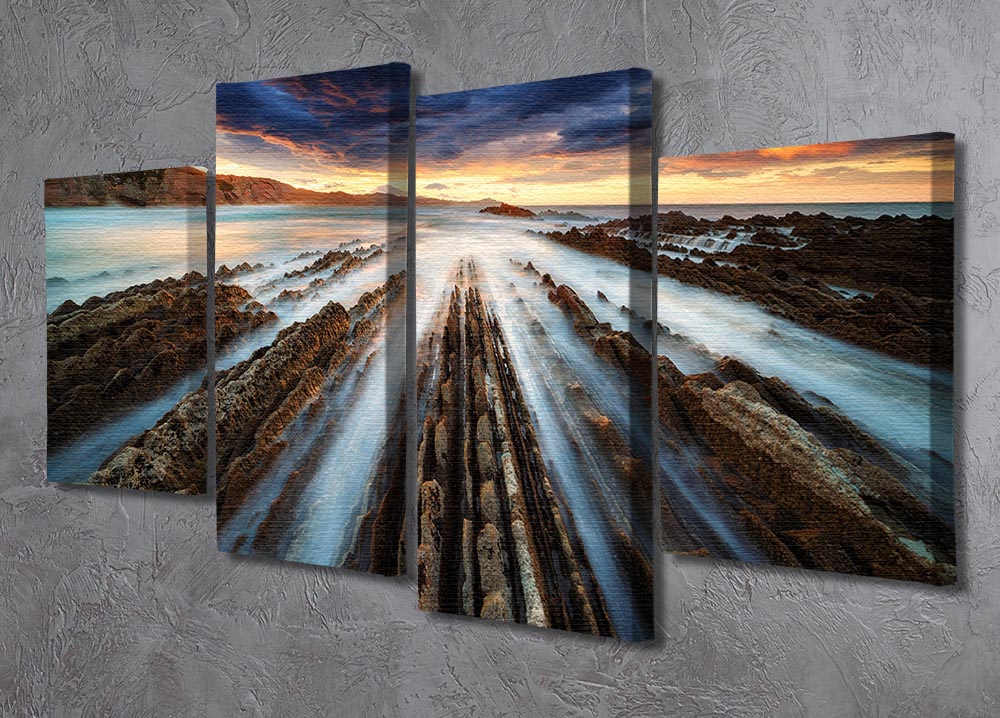 Zumaia Flysch 4 Split Panel Canvas artwork featuring a stunning coastal landscape divided into four panels.