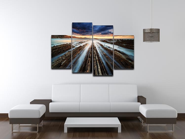 Zumaia Flysch 4 Split Panel Canvas artwork featuring a stunning coastal landscape divided into four panels.