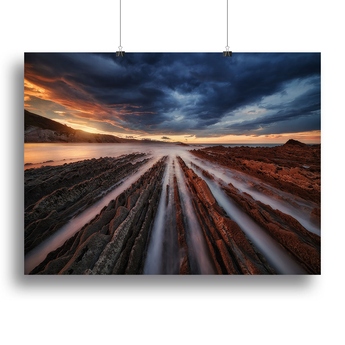 Zumaia Flysch 6 canvas print showcasing stunning geological formations in vibrant colors.