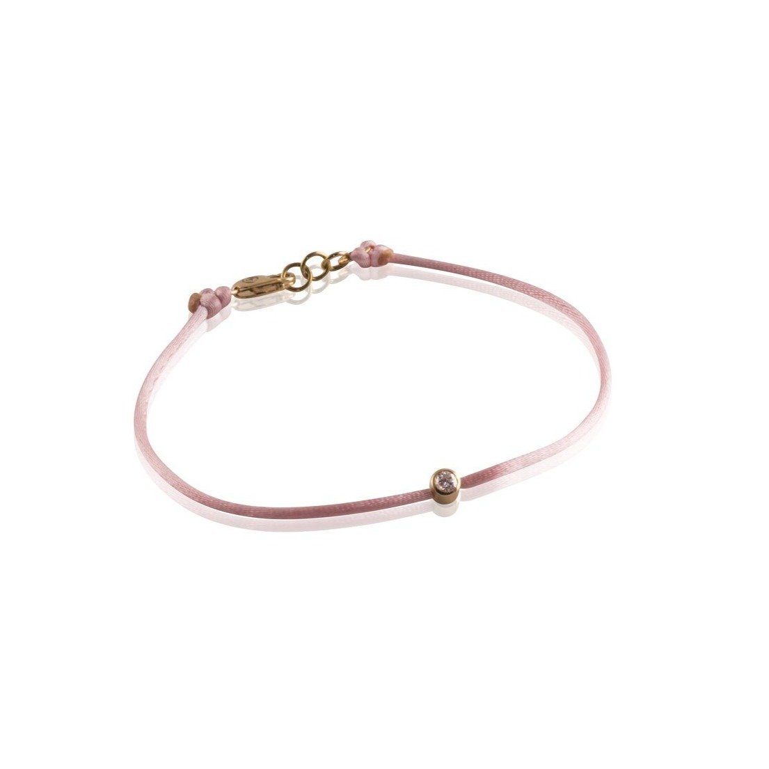 Elegant pink diamond string bracelet with 14k yellow gold accents, symbolizing support for breast cancer research.