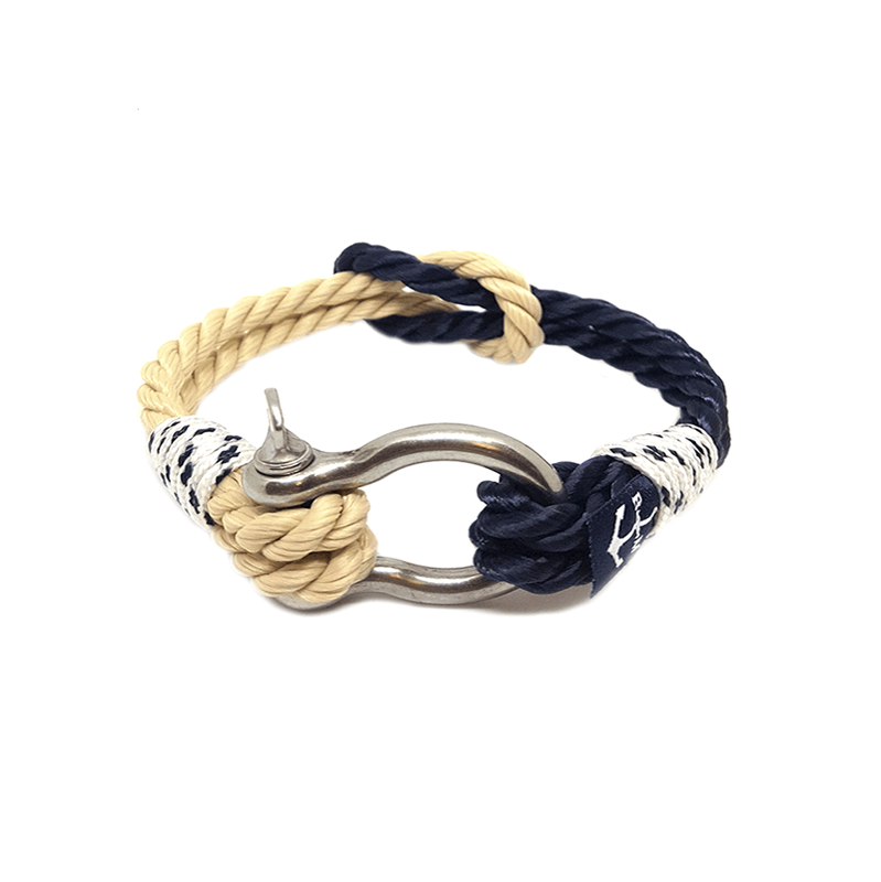 Classic Rope and Black Nautical Bracelet featuring durable sailing ropes and stainless steel shackle, handmade in Dublin.