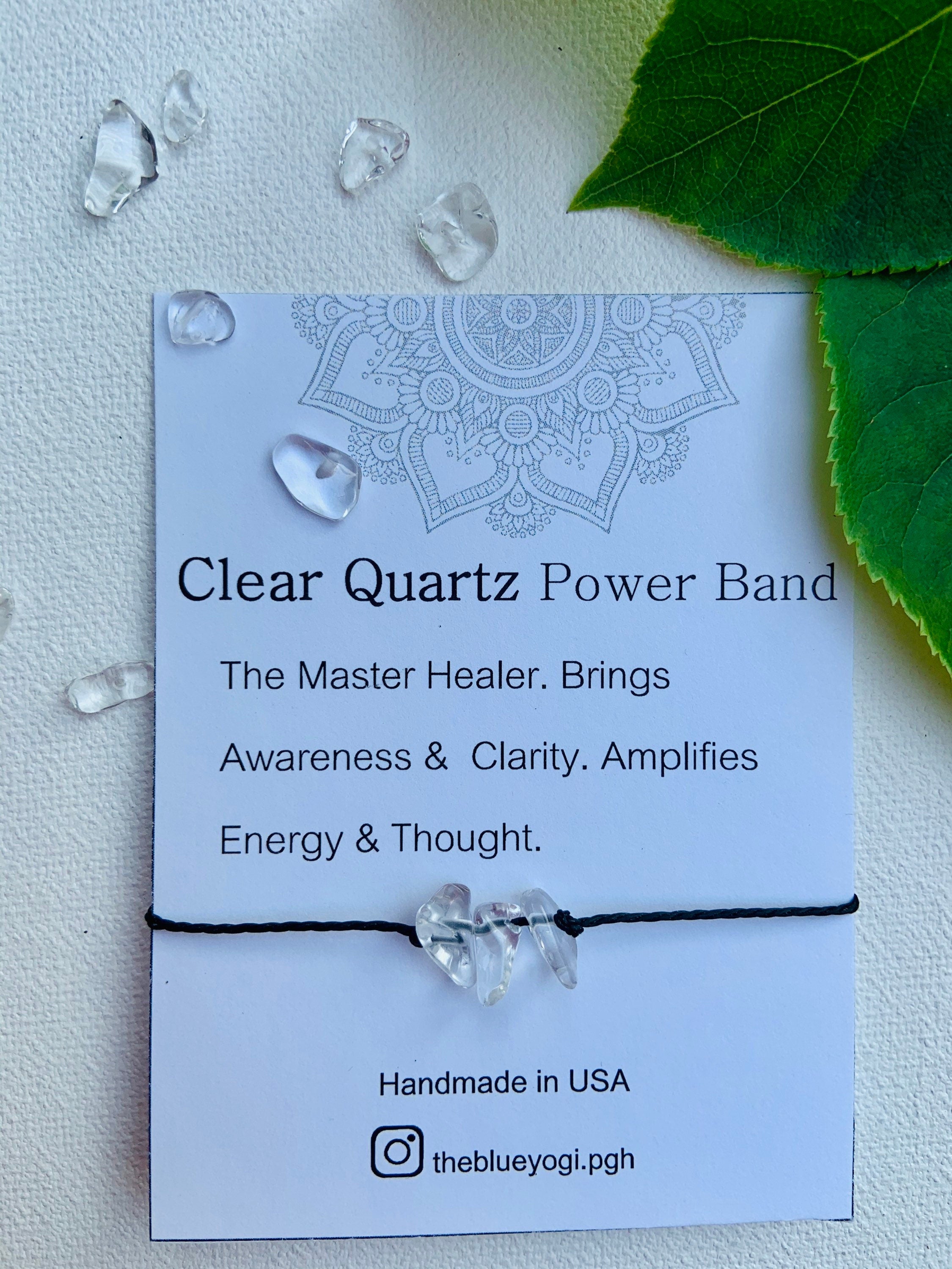 ClearQuartz Healing Band featuring natural gemstones with a tie closure, perfect for everyday wear as a bracelet or anklet.