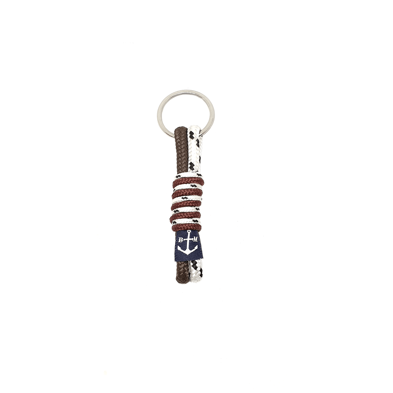Cormac White Handmade Keychain made from durable nautical ropes, featuring a stylish brown and white color combination.
