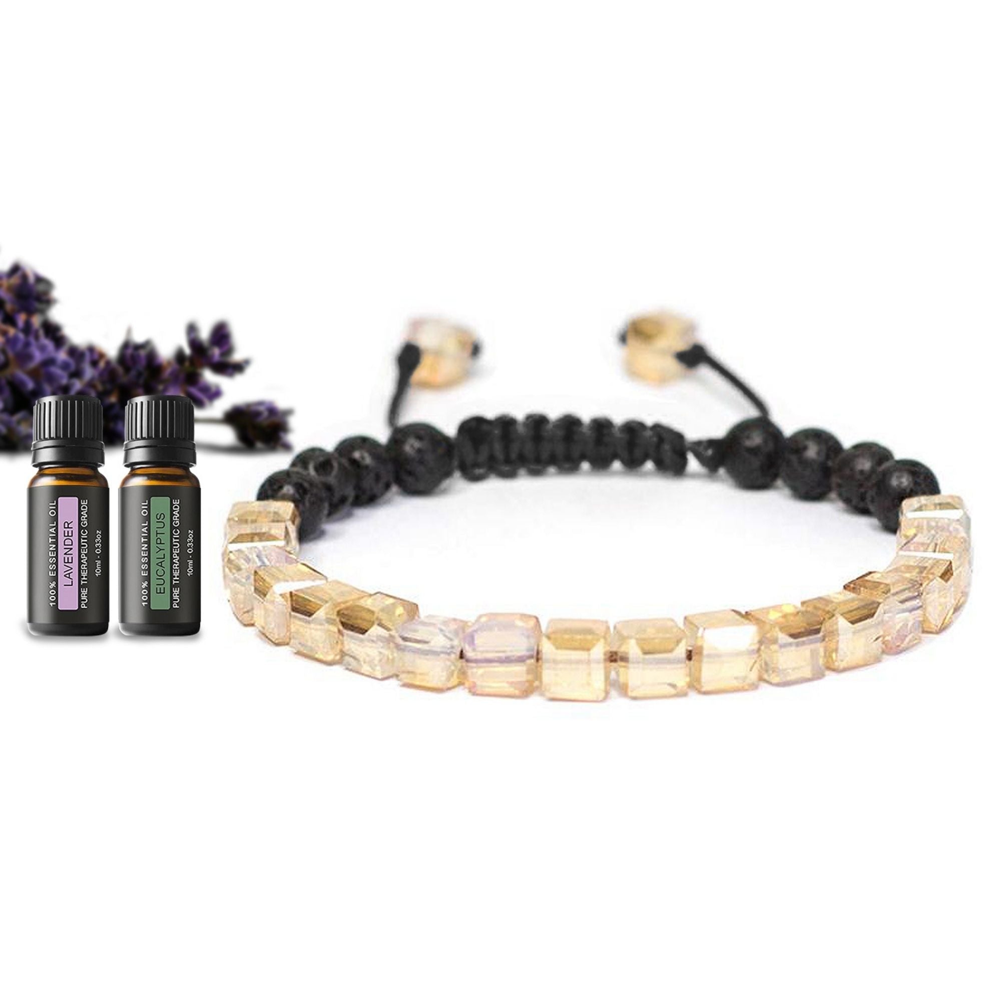 Lava Stone Glass Diffuser Bracelet with colorful glass beads and essential oils, showcasing its stylish design and therapeutic benefits.