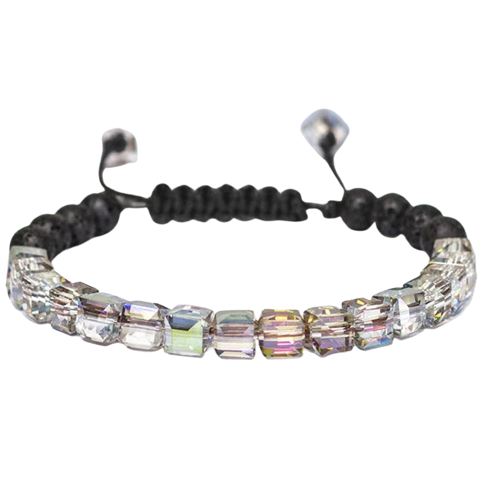 Lava Stone Glass Diffuser Bracelet with colorful glass beads and essential oils, showcasing its stylish design and therapeutic benefits.