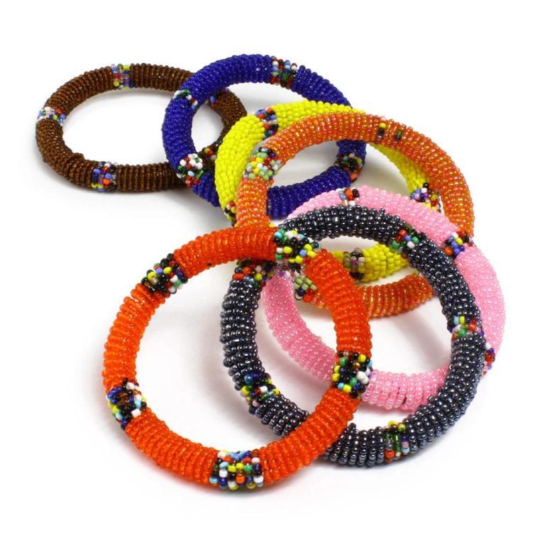 A collection of colorful Maasai beaded bracelets showcasing intricate beadwork and vibrant patterns, perfect for gifting or personal wear.