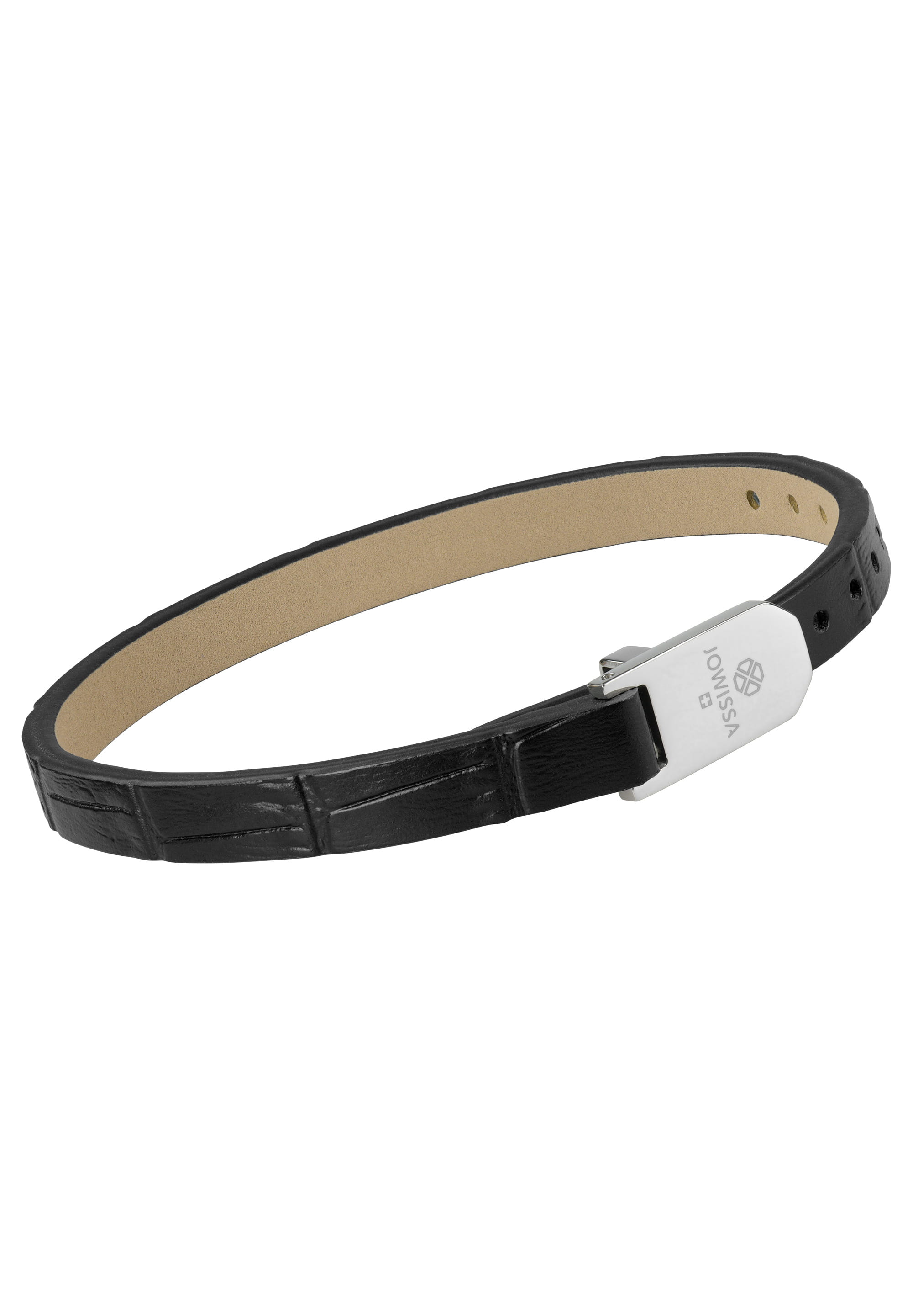 Matt Croco Leather Strap JS.0124 featuring alligator-embossed genuine leather, stainless steel buckle, and adjustable design.