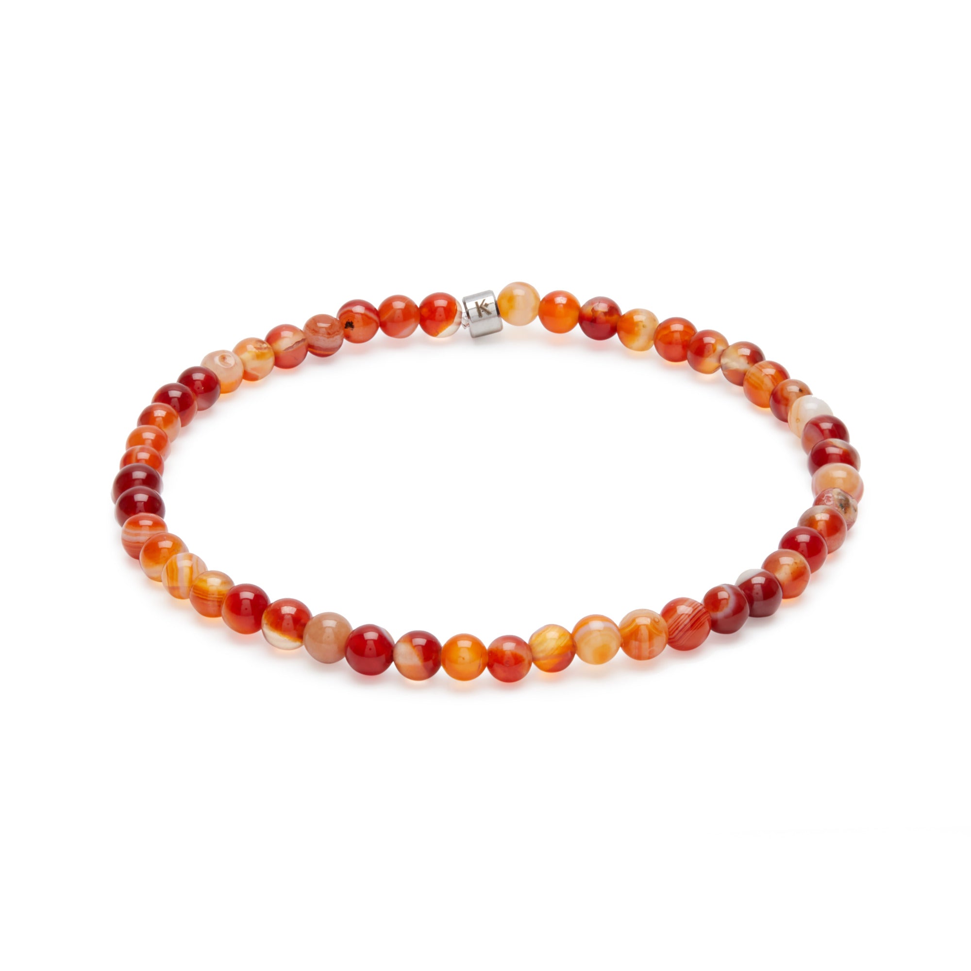 Mini Bracelet en Cornaline "Energie" avec perles orange et rouge, symbolisant créativité et bien-être.