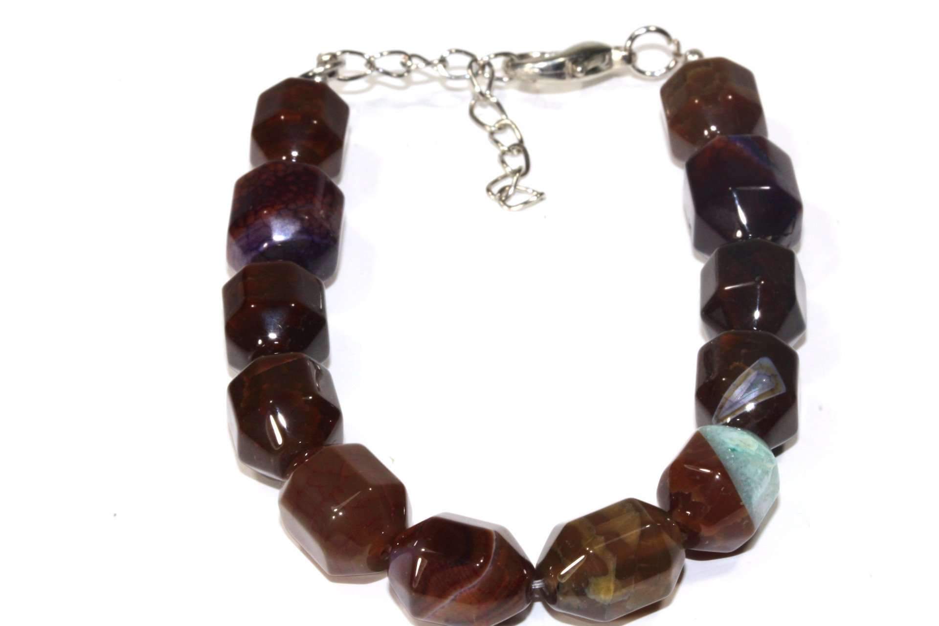 Unique Mixed Brown Quartz Chunk Yoga Bracelet featuring large brown quartz stones and a two-tone bead.