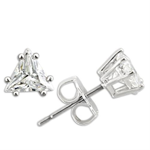 Elegant 0W156 Rhodium 925 Sterling Silver Earrings featuring AAA Grade CZ stones, showcasing a luxurious design.