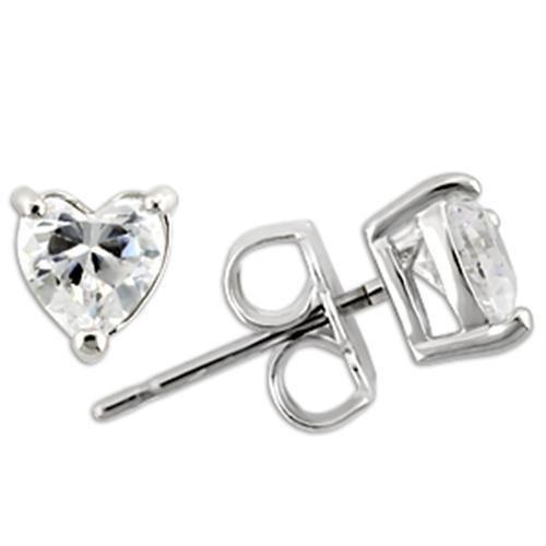 Elegant 0W165 Rhodium 925 Sterling Silver Earrings featuring AAA Grade clear cubic zirconia, showcasing a timeless design.