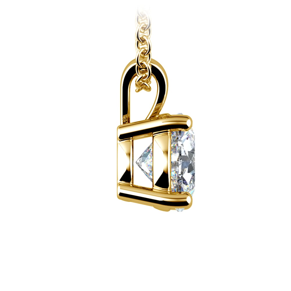 1.50 Ctw Round Lab Grown Diamond Pendant on an 18-inch gold chain, showcasing its brilliance and ethical craftsmanship.