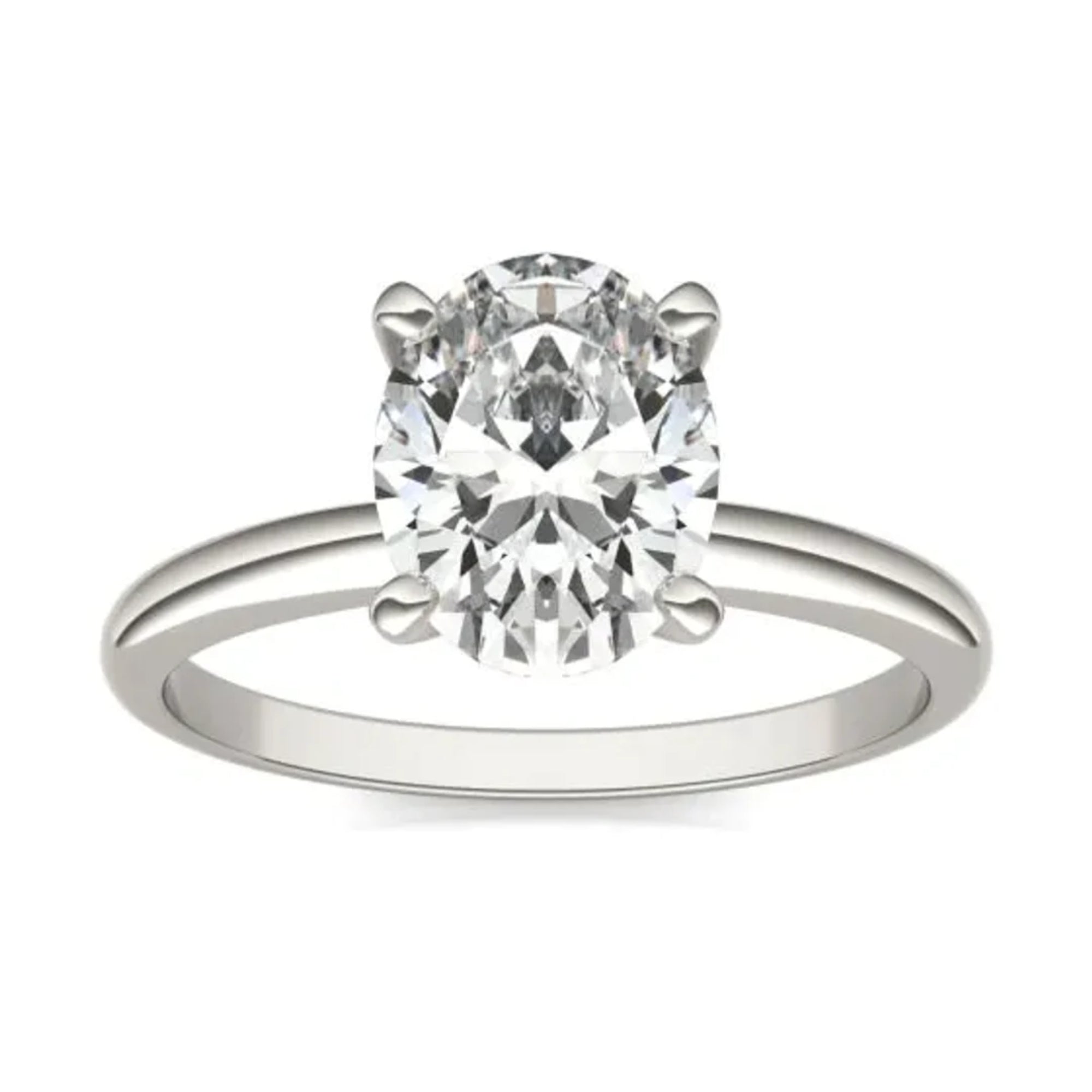 2.00 CTW AGI Certified Oval Lab Grown Diamond Solitaire Engagement Ring in 14K white gold, showcasing a brilliant oval diamond.