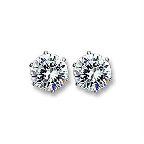 Elegant Rhodium Brass Earrings featuring AAA Grade Clear CZ stone, perfect for any occasion.