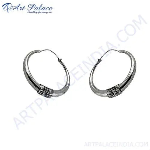 A pair of elegant 925 oxidized silver Bali earrings showcasing a minimalist design, perfect for any occasion.